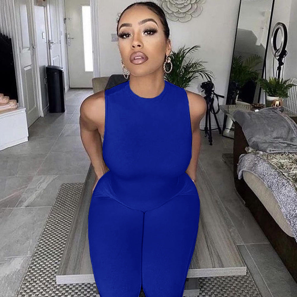 Damen All-in-One Jumpsuit mit tiefem Ausschnitt und figurbetontem Schnitt Drune