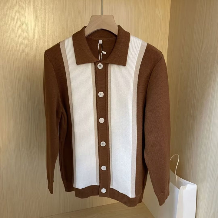 Herren Modische Strickjacke mit Farbblock-Design Drune