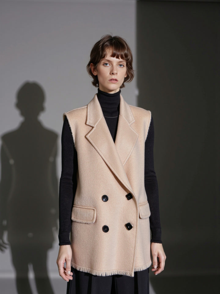 Damen Elegante und lässige Weste mit doppelter Knopfreihe Drune
