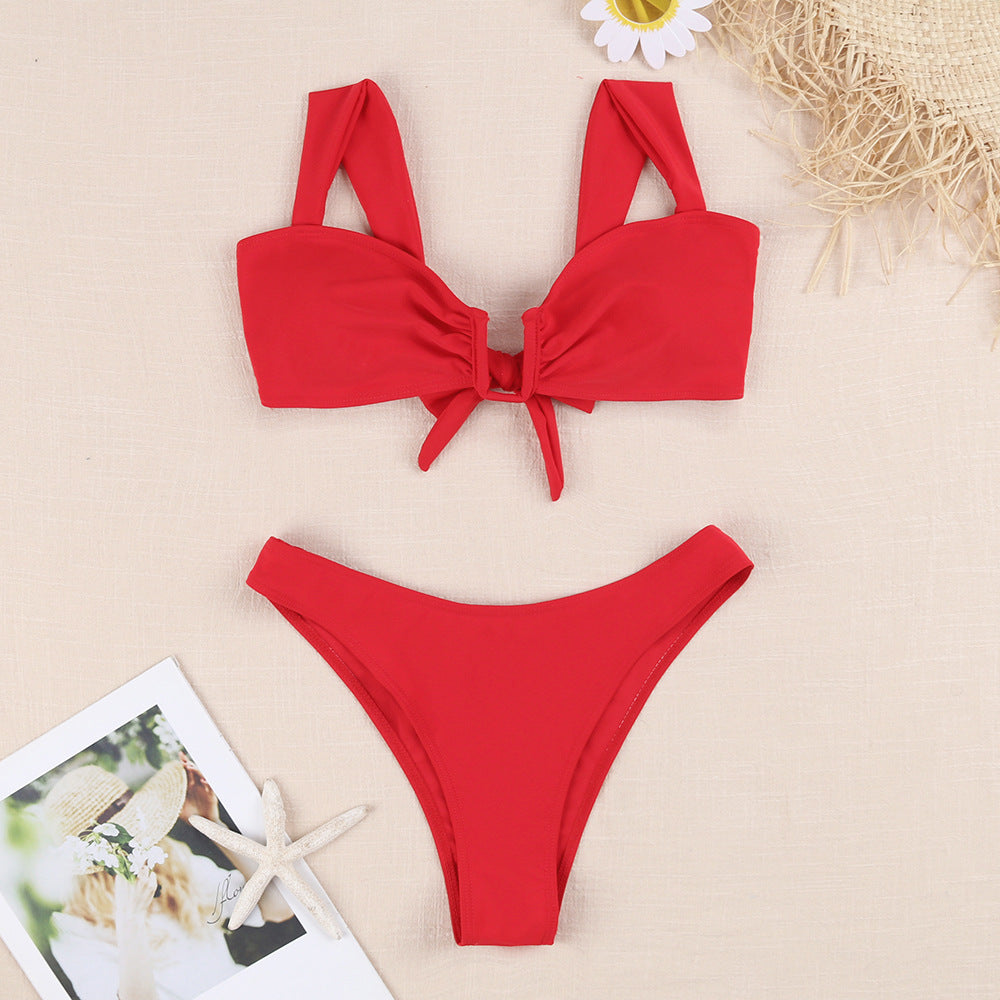 Damen Bikini-Set mit verspieltem Knotendesign und floralem Print Drune
