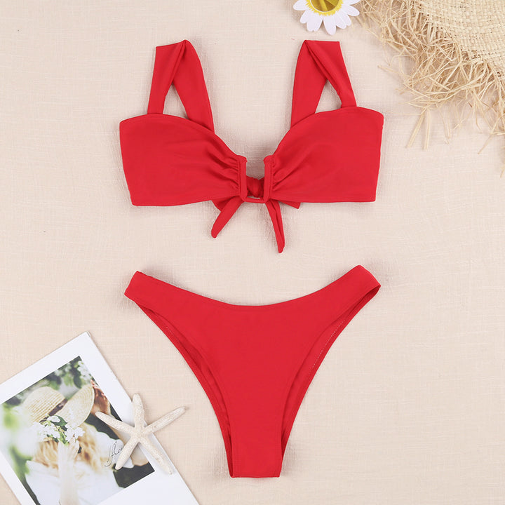 Damen Bikini-Set mit verspieltem Knotendesign und floralem Print Drune