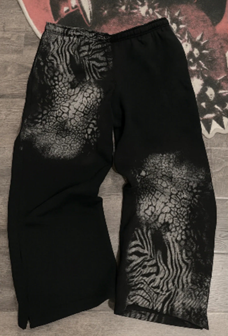 Damen nan lockere Sweathose mit asymmetrischem Animal-Print, elastischem Komfortbund und geradem Bein Drune