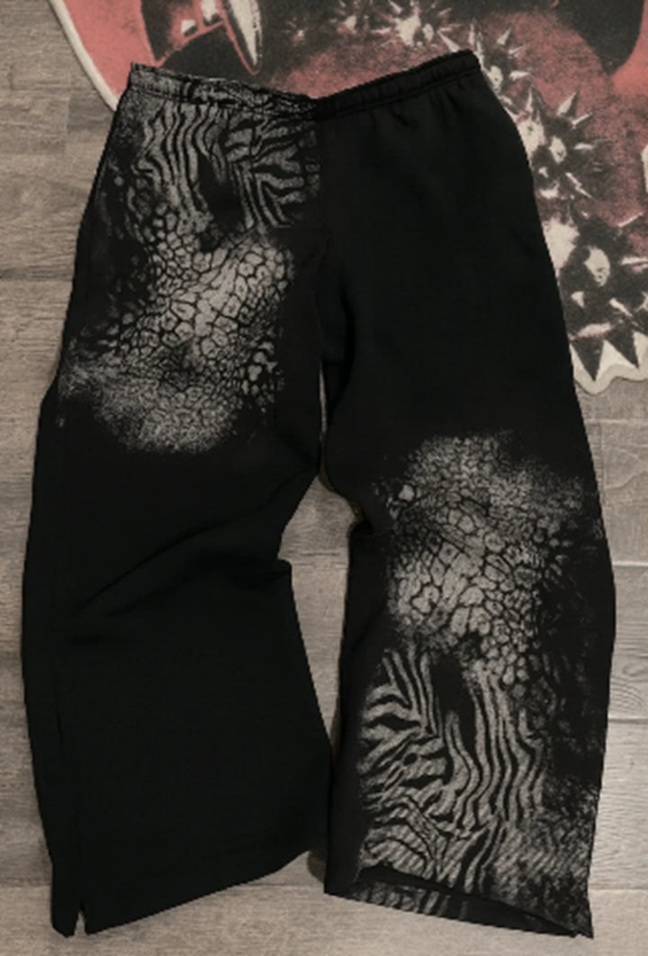Damen nan lockere Sweathose mit asymmetrischem Animal-Print, elastischem Komfortbund und geradem Bein Drune