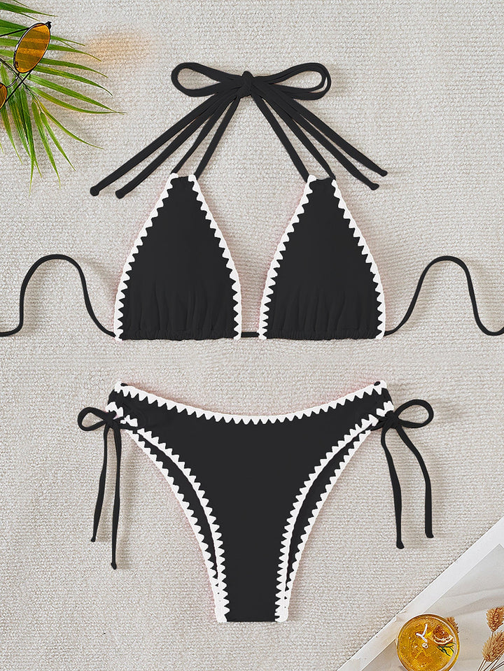 Damen Triangel-Bikini mit verspielten Kontrastnähten Drune