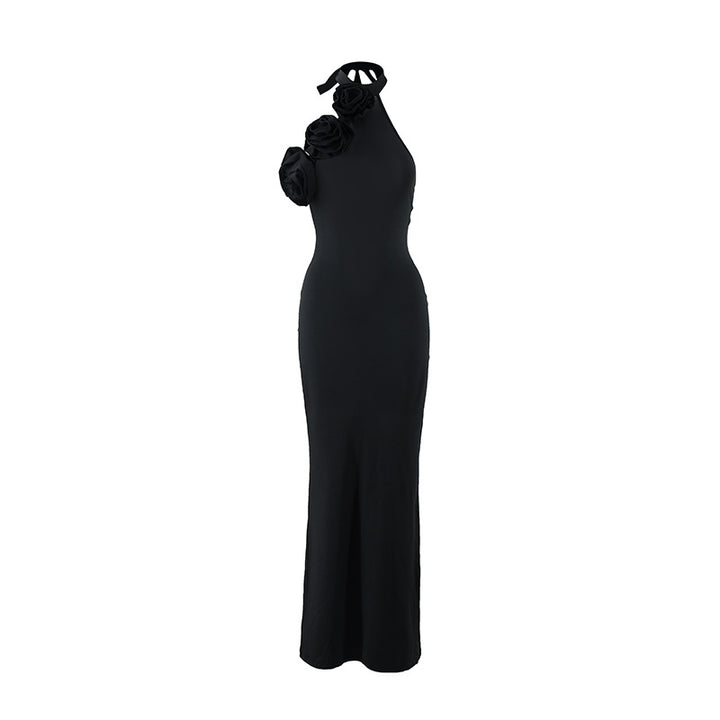 Damen Elegantes Abendkleid mit floralem Schulterdesign und figurbetontem Schnitt Drune