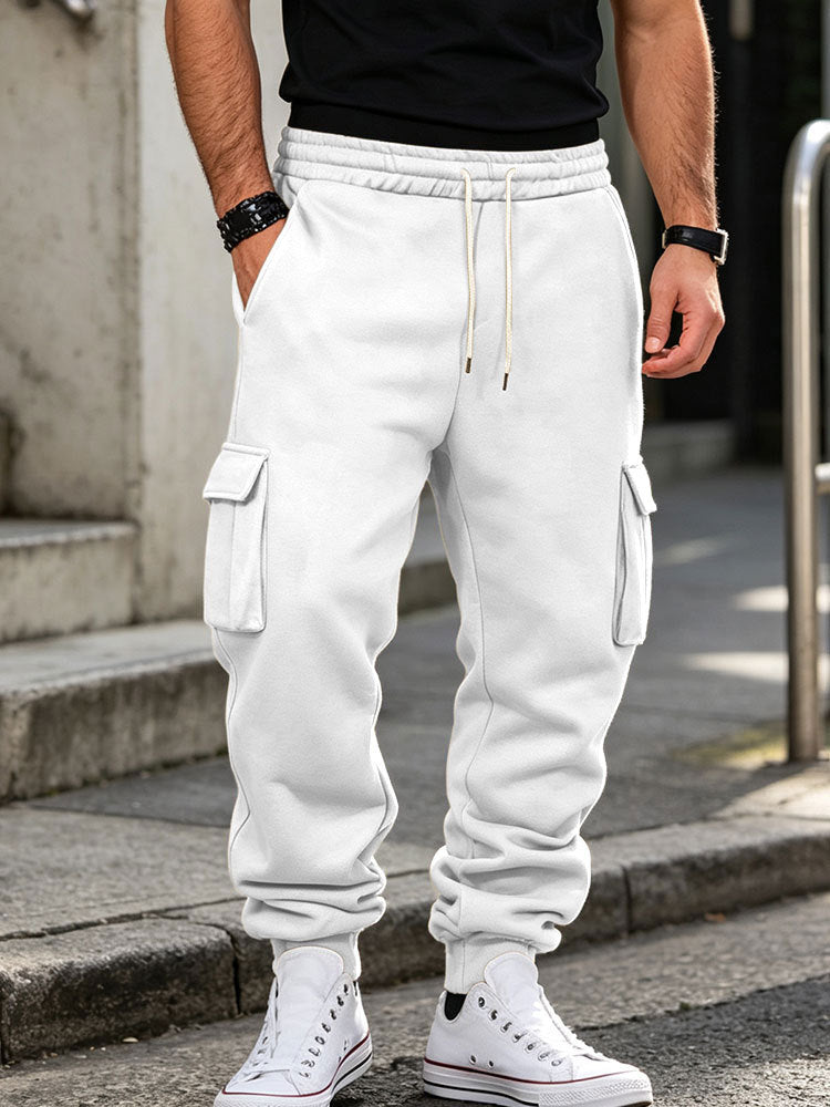 Herren Cargo-Jogginghose aus Baumwollfleece mit elastischem Bund und Beinbündchen Drune