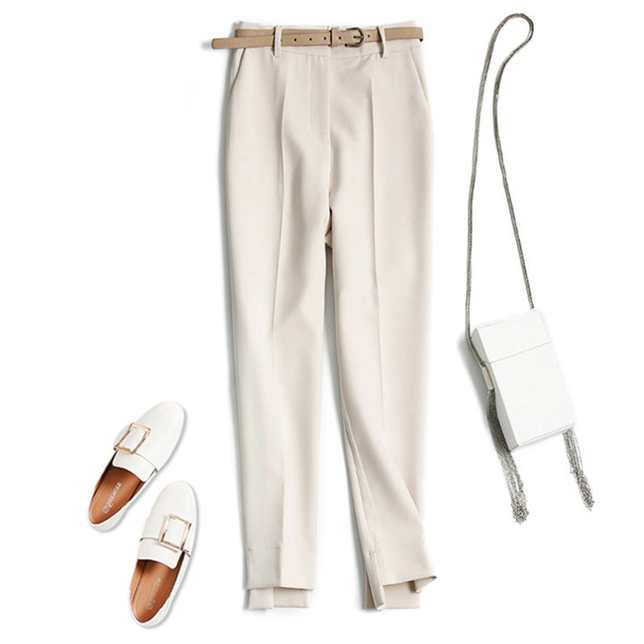 Damen Elegante und bequeme Hochtaillierte Anzughose mit Gürtel Drune