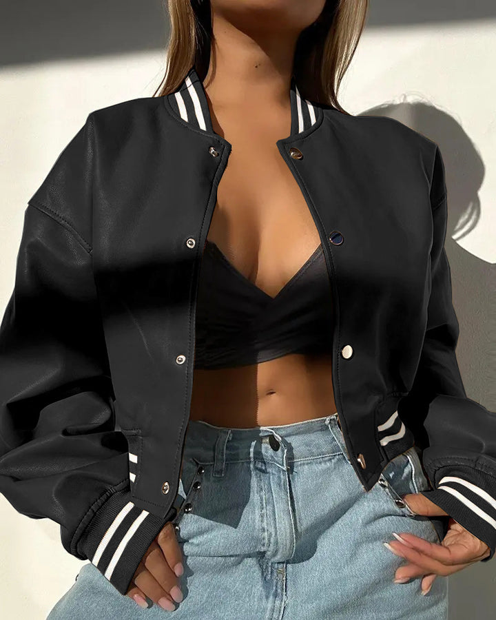 Damen Sportliche Collegejacke im modernen Design mit kontrastierenden Streifen Drune