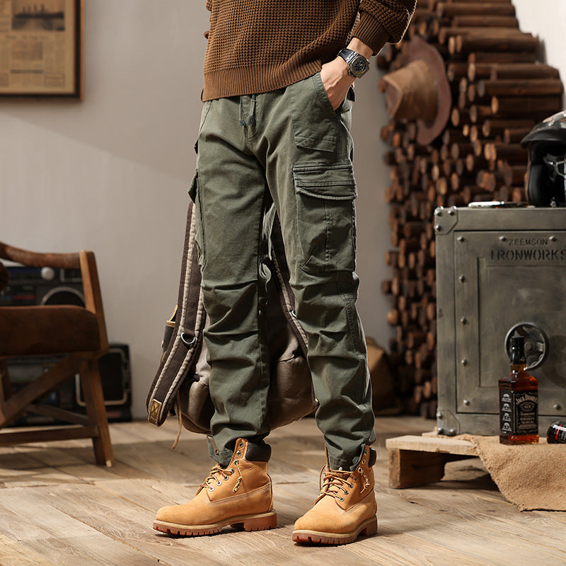 Herren Tactical Cargo-Hose mit Knöchelstulpen und Mehrfachtaschen Drune