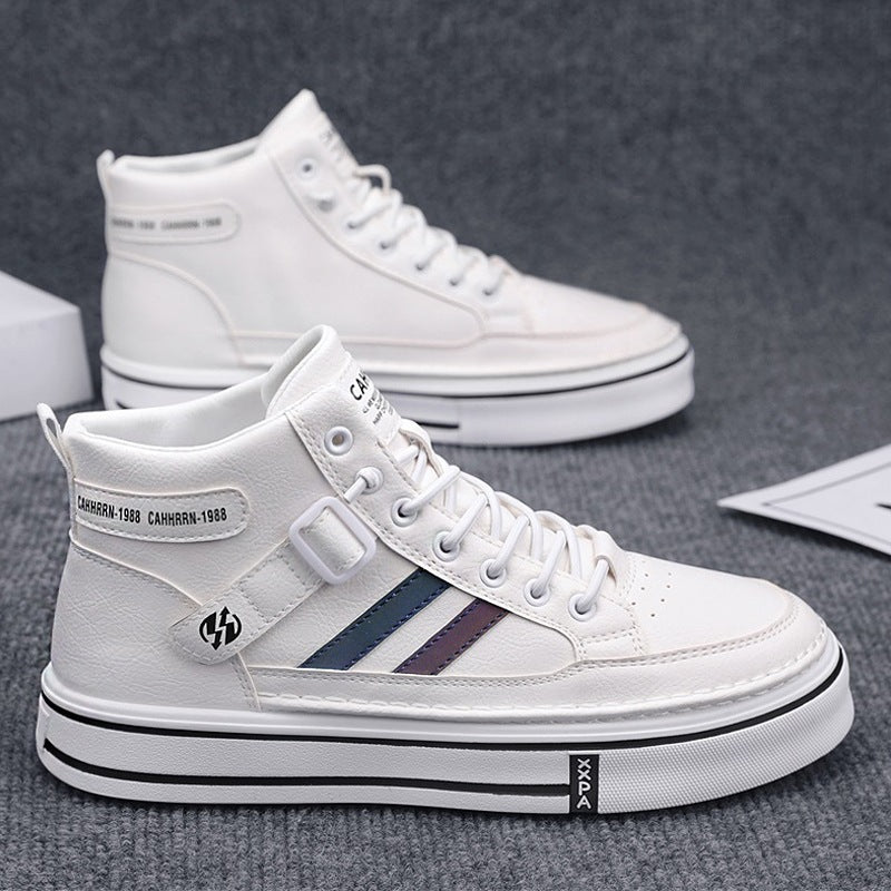 Unisex Mid-Top Street-Sneaker mit verstärkter Cupsohle, dekorativem Gurt und gepolstertem Knöchelkragen Drune