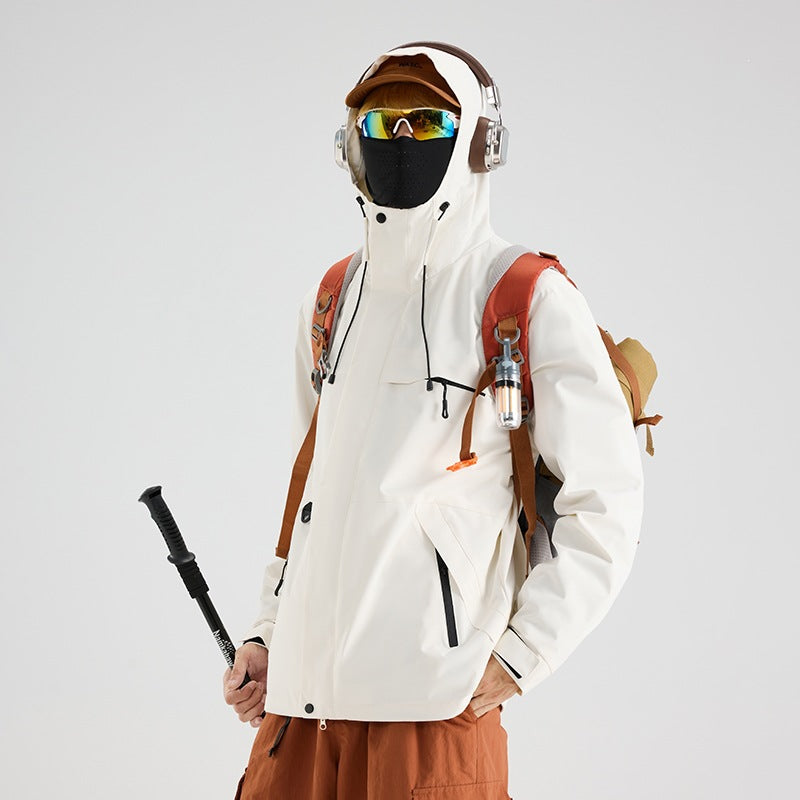 Herren Wasserdichte und atmungsaktive Ski‑ und Snowboardjacke mit Kapuze, Multi‑Taschen & Thermoversiegelung Drune