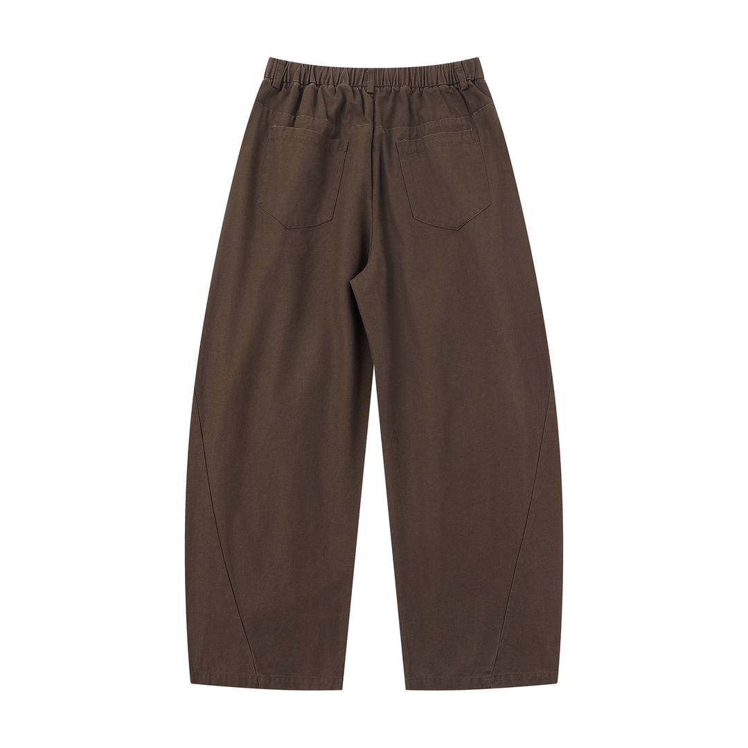 Damen Weite Culotte-Hose mit dekorativen Falten und elastischem Bund Drune