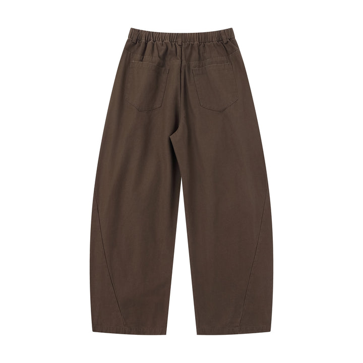 Damen Weite Culotte-Hose mit dekorativen Falten und elastischem Bund Drune