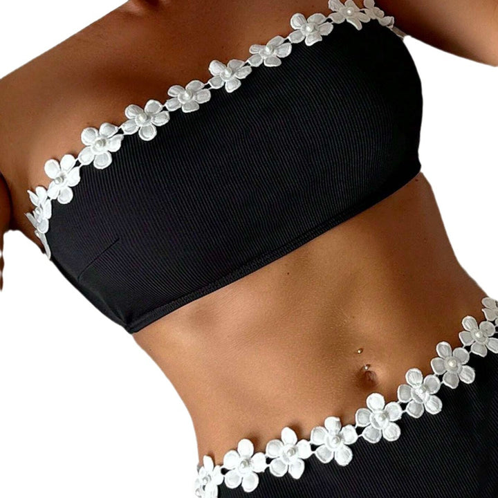 Damen Bandeau-Bikini mit floralen Akzenten Drune