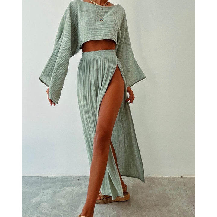 Damen Zweiteiliges Maxikleid mit Off-Shoulder-Design und Schlitz Drune