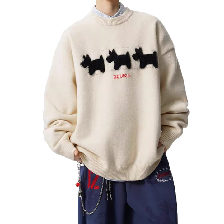 Unisex Verspielter Grobstrickpullover mit Tiermotiv Drune