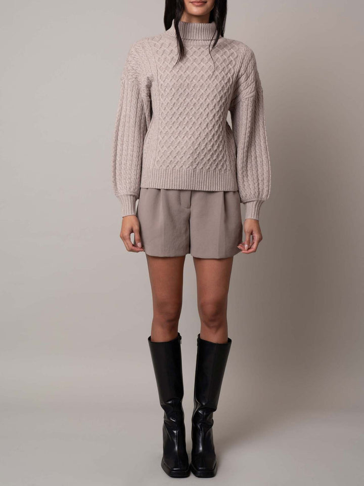 Damen Modischer Strickpullover mit hohen Kragen