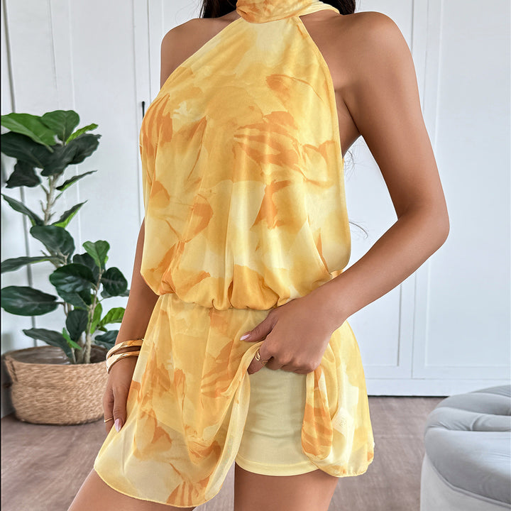 Damen Strandkleid mit hochgeschlossenem Schnitt und verspieltem Rüschensaum Drune