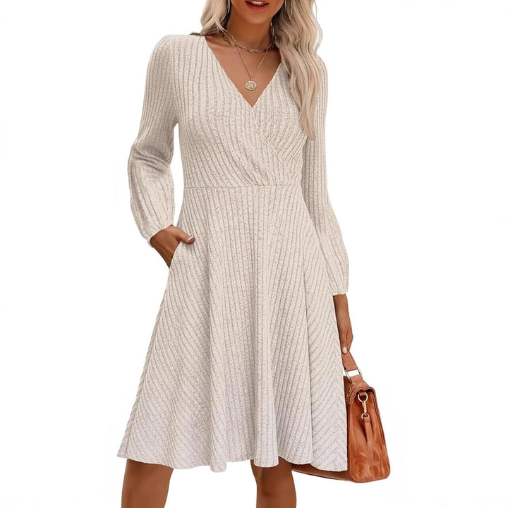 Damen elegantes Viskose-Minikleid mit strukturiertem Oberteil und voluminösen Ärmeln Drune