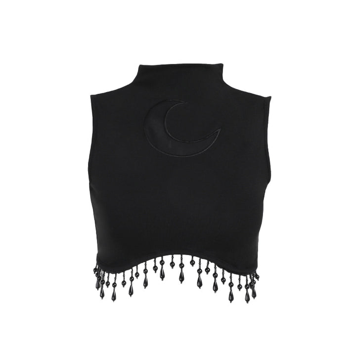 Damen elegantes Crop-Top mit Perlenverzierungen Drune