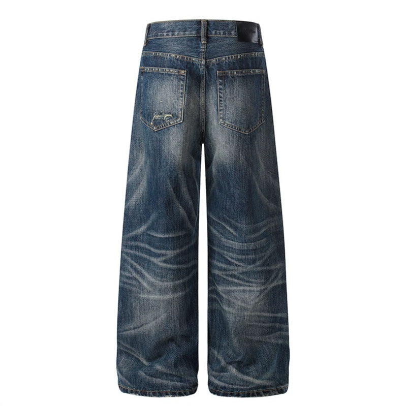 Damen Weite High‑Waist Jeans-Culotte mit Vintage-Waschung und Used‑Effekt Drune