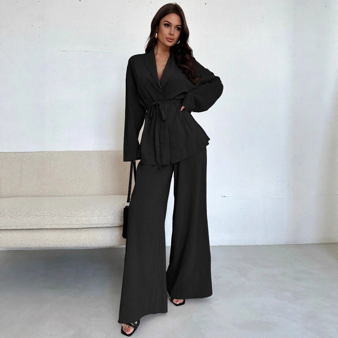 Damen lässige Oversized Blazerjacke mit Gürtel Drune