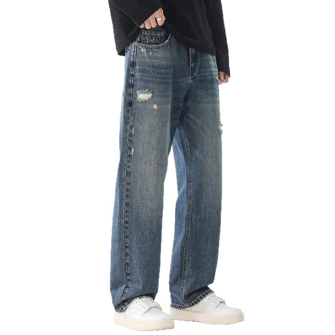 Herren Locker geschnittene Baggy-Jeans aus robustem Denim mit Distressed-Details Drune