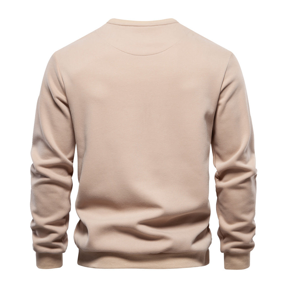 Herren nan Sweatshirt mit Rundhalsausschnitt, aufgesetzter Brusttasche mit horizontalem Reißverschluss und geripptem Saum Drune