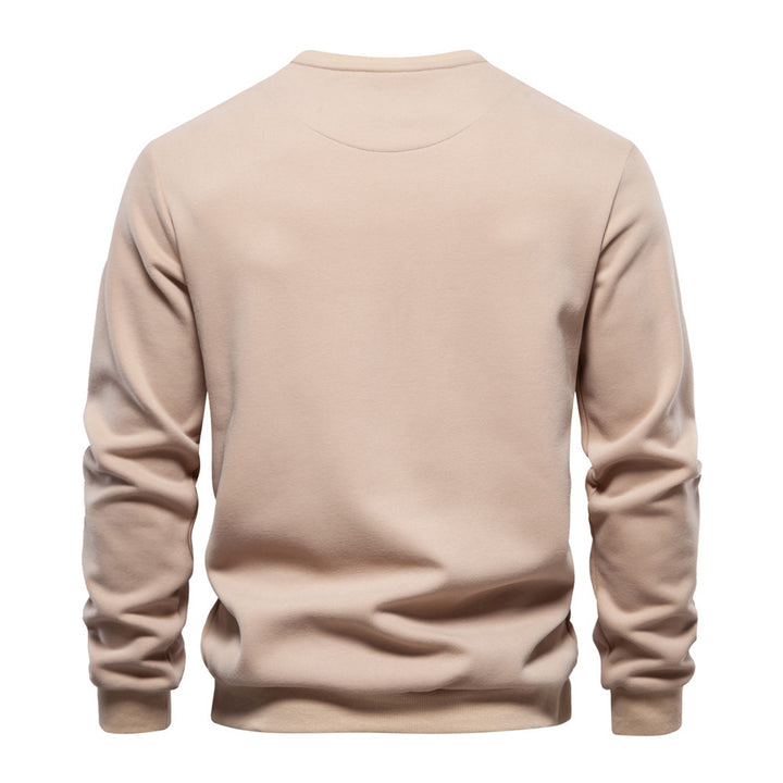 Herren nan Sweatshirt mit Rundhalsausschnitt, aufgesetzter Brusttasche mit horizontalem Reißverschluss und geripptem Saum Drune