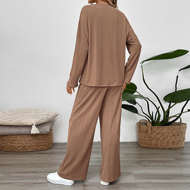 Damen Lässiges Strickanzug mit weitem Bein Drune