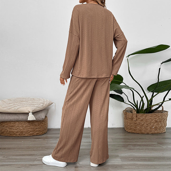 Damen Lässiges Strickanzug mit weitem Bein Drune
