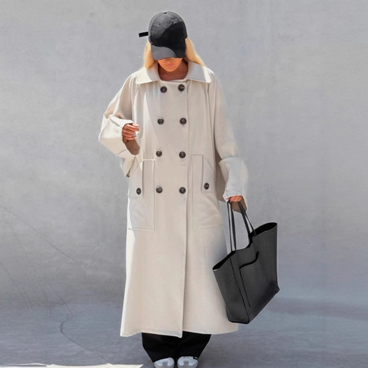Damen Oversized Trenchcoat mit kreativem Schnitt und einzigartigen Details Drune