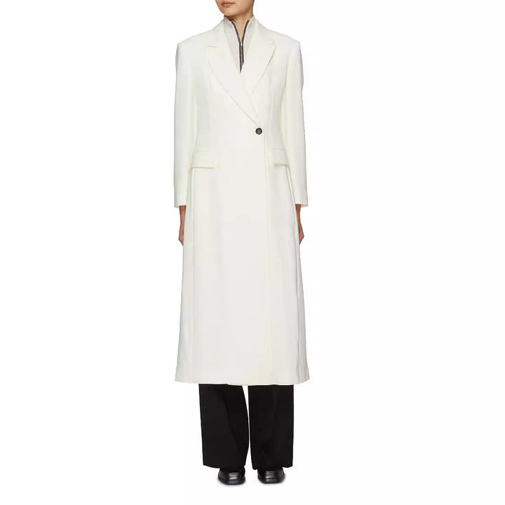 Damen Bodenlanger Schnittblazer-Mantel mit strukturierter Tailoring‑Silhouette Drune