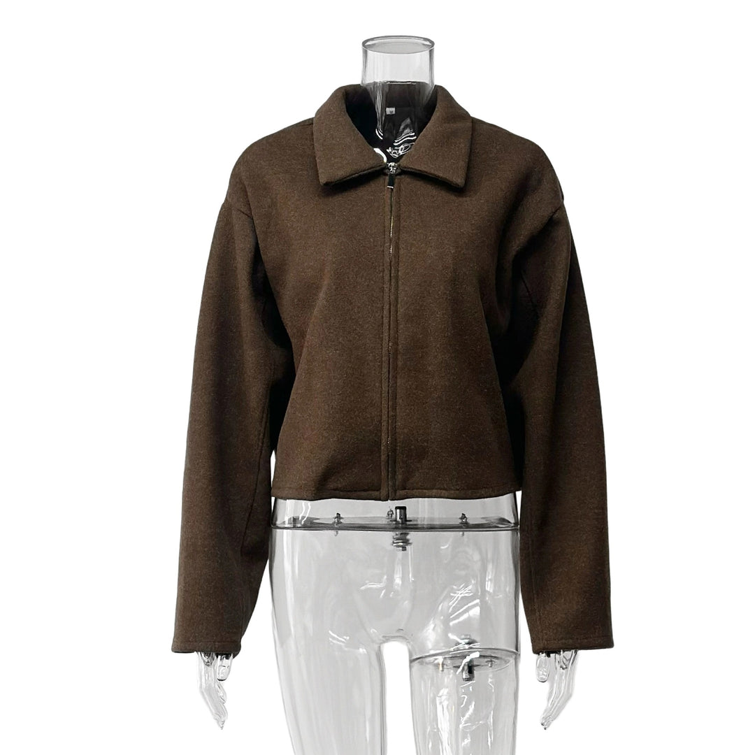 Damen lässige und bequeme Fleecejacke mit Kragen Drune