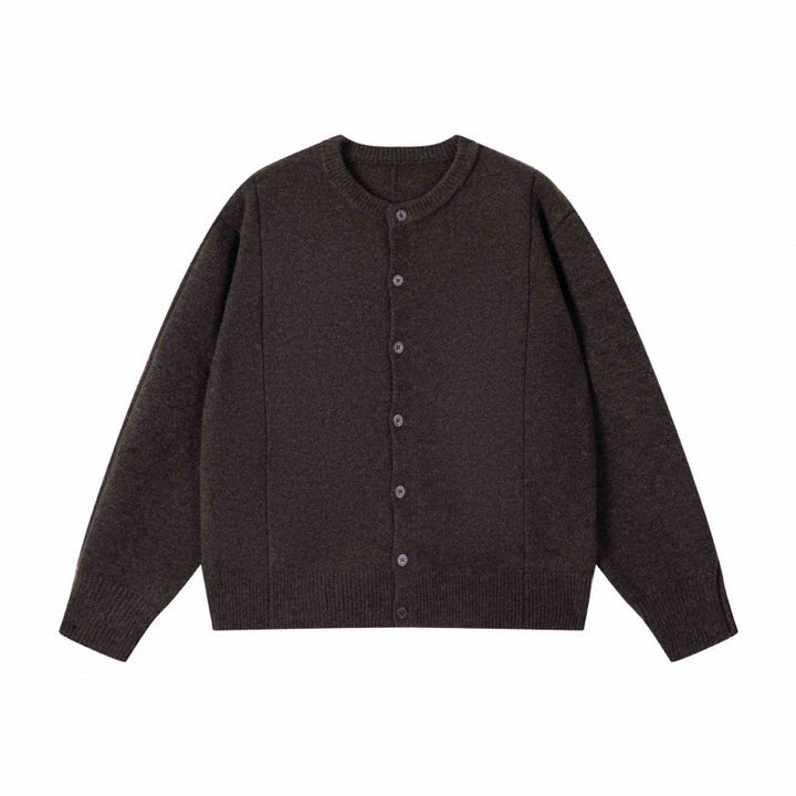 Unisex Boxiger Feinstrick-Cardigan mit Rundhals und durchgehender Knopfleiste Drune