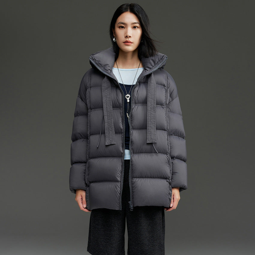 Damen Boxy-Steppjacke mit übergroßem Thermokragen und dekorativen Kordel-Details Drune