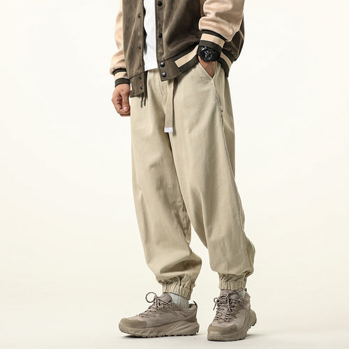 Herren Baggy‑Sweatstyle Cargohose aus schwerer Baumwolle mit elastischem Knöchelabschluss und Utility‑Schlaufen Drune