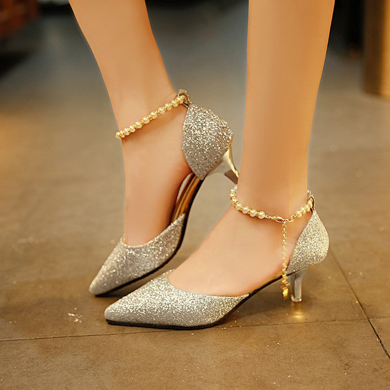 Damen Glitzernde High Heels mit eleganten Schmuckdetails Drune