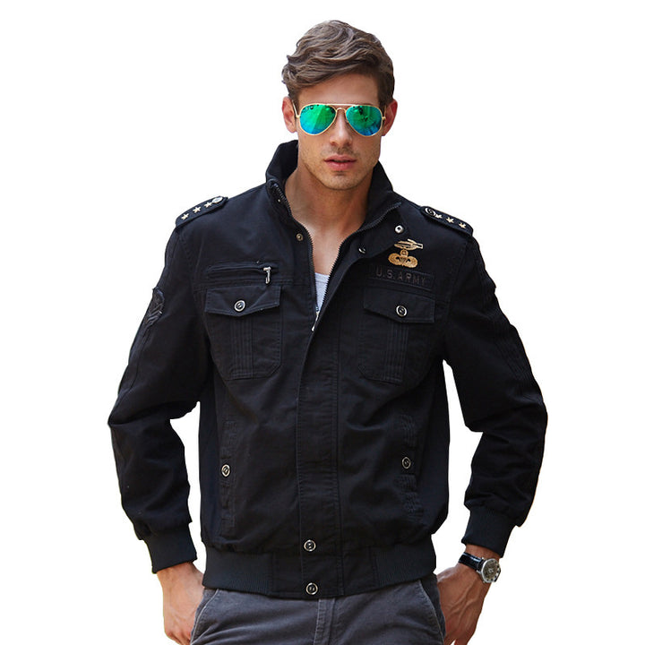 Herren Field-Bomberjacke im Military-Canvas mit Epauletten und Mehrfachtaschen Drune