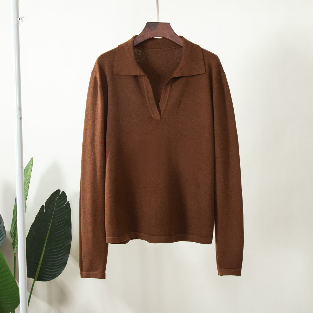 Damen eleganter Strickpullover mit modischem Stehkragen Drune