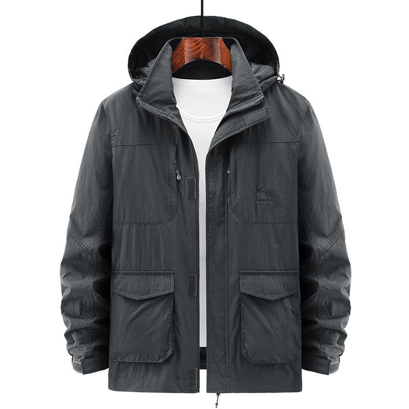 Herren Leichte Utility-Jacke mit Kapuze Drune