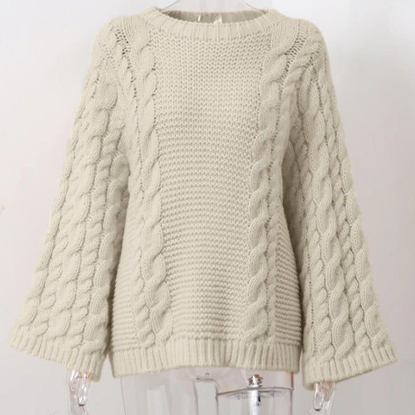 Damen Grobstrickpullover mit übergroßen Ärmeln Drune