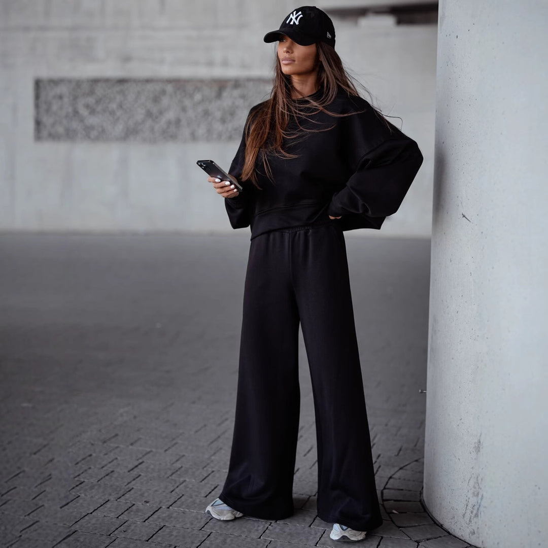 Damen Bequemer Oversized Freizeitanzug mit weitem Schnitt und übergroßem Kragen Drune