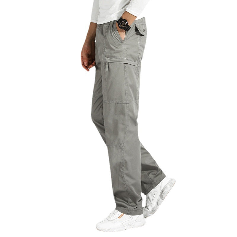 Damen lockere Cargo-Hose mit elastischem Bund, Mehrfachtaschen und Knieabnähern Drune