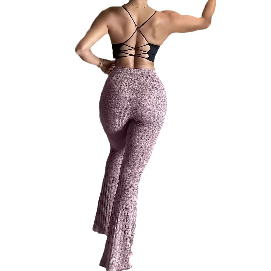 Damen Bootcut-Leggings aus luxuriösem Stoff mit strukturiertem Design und hohem Bund Drune