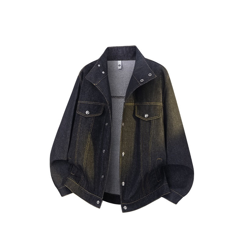 Unisex Oversized Denimjacke mit Vintage-Fade und aufgesetzten Brusttaschen Drune