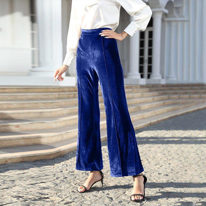 Damen Hochtaillierte Samtweite Hosen Drune