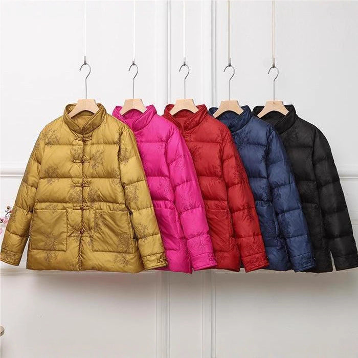 Damen wattierte Steppjacke mit Stehkragen und traditioneller Knopfleiste Drune
