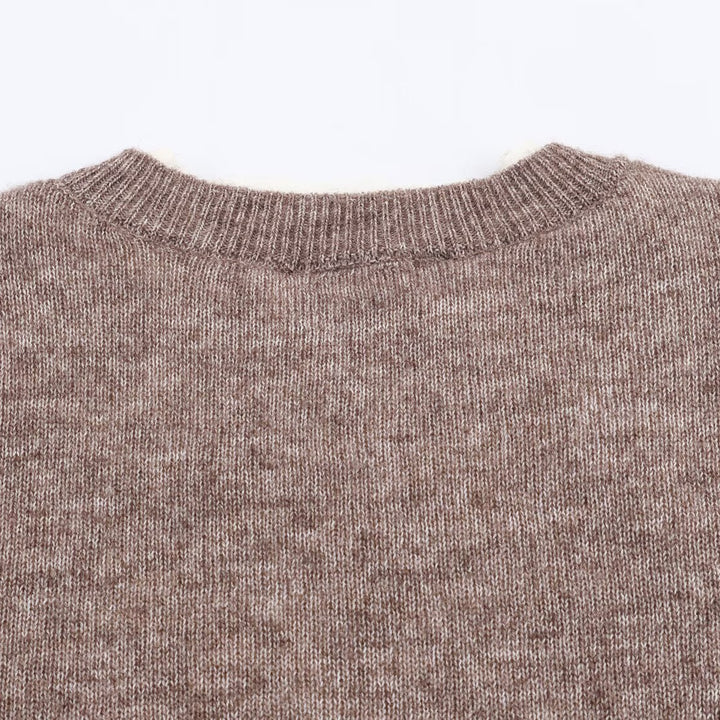 Damen lässige Strickjacke mit Rundhalsausschnitt und Knopfdetails Drune
