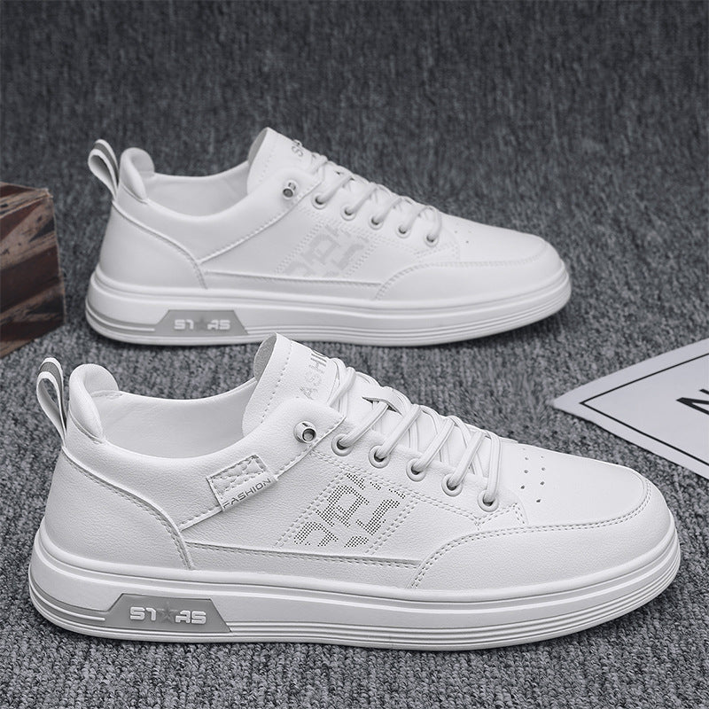 Herren minimalistische Kunstleder-Sneaker mit belüfteter Zehenperforation und gepolsterter Fersenschlaufe Drune